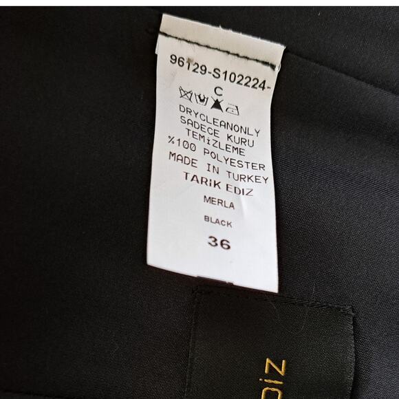 NEW TARIK EDIZ Black Merla Formal Dress Size 4 One Shoulder Ruffle Hem Corset - Picture 13 of 13